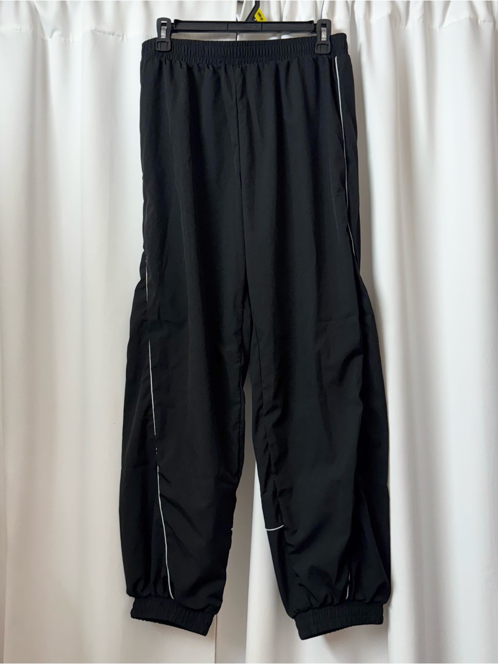 Women's Black Track Pants with White Reflective Trim Size Large